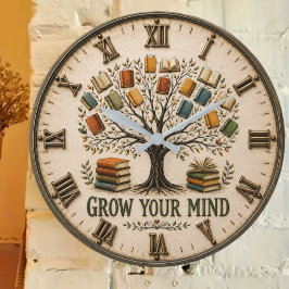 Grow Your Mind Book Reading Teacher Gift Stor Klocka