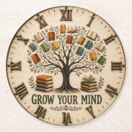 Grow Your Mind Book Reading Teacher Gift Underlägg Papper Rund