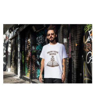 Grow Your Mind • Vintage Book & Floral Illustratio T Shirt