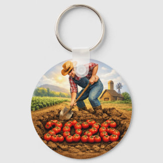 “Grow Your Own Luck Tomato Farming Keychain” Nyckelring
