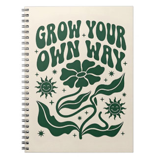 Grow Your Own Way | Green Motivational Retro Anteckningsbok