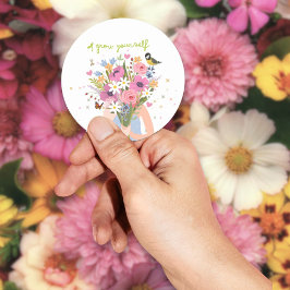 "Grow Yourself" Circle Sticker Runt Klistermärke