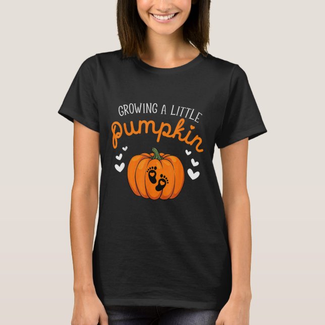 Growing A-little Pumpkin Halloween Pregnancy Annou T Shirt (Framsida)