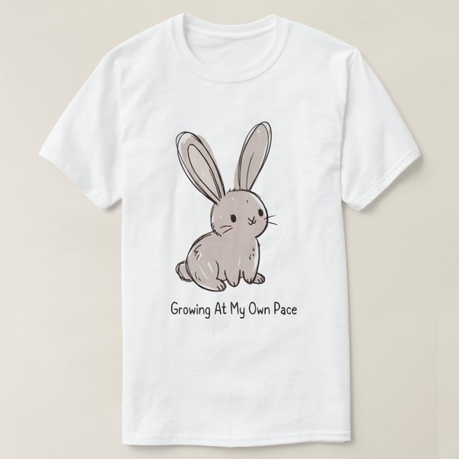 Growing At My Own Pace Cute Bunny T Shirt (Design framsida)