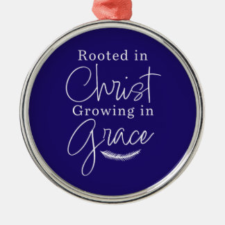 Growing in Grace Blue and White Round Christmas Julgransprydnad Metall
