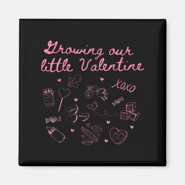 Growing Our Little Valentine Pregnancy Announcemen Magnet (Framsidan)