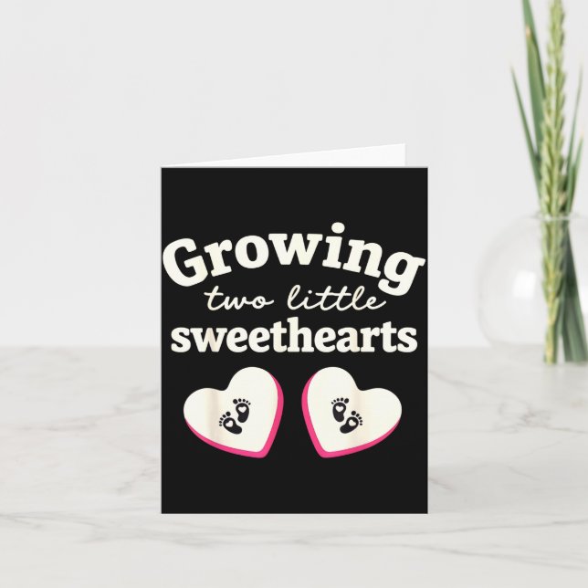 Growing Two Little Sweethearts Valentines Pregnanc Kort (Framsida)