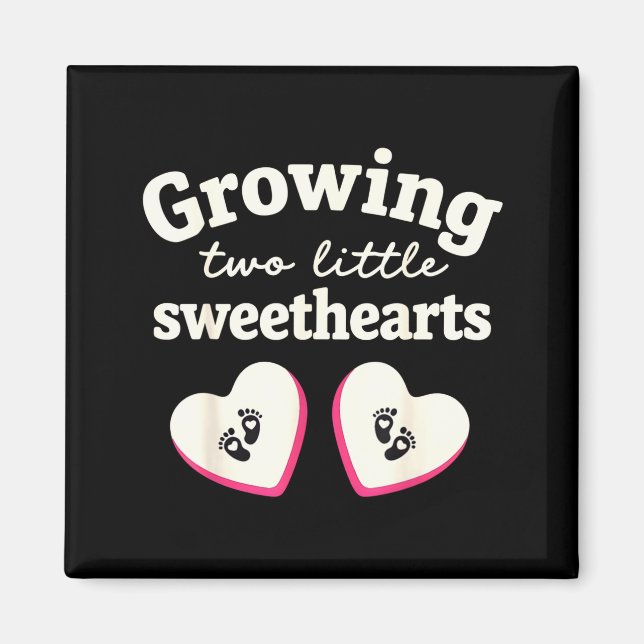 Growing Two Little Sweethearts Valentines Pregnanc Magnet (Framsidan)