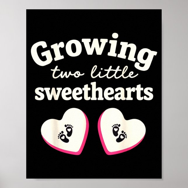 Growing Two Little Sweethearts Valentines Pregnanc Poster (Framsidan)