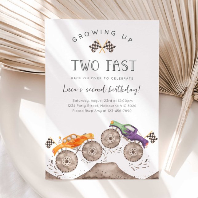 Growing Up Two Fast Monster Truck Birthday Inbjudningar (Skapare uppladdad)