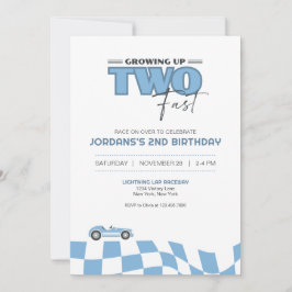 Growing Up Two Fast Race Car Birthday Invitation Inbjudningar
