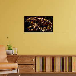 Growling Golden Tiger Poster