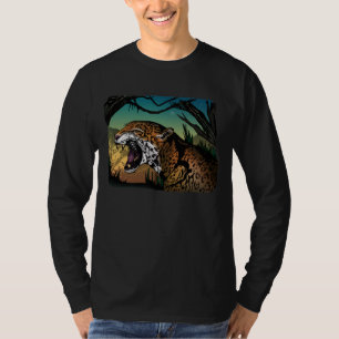 Growling Jaguar Djungeldesign – Vild Katt Teal T Shirt
