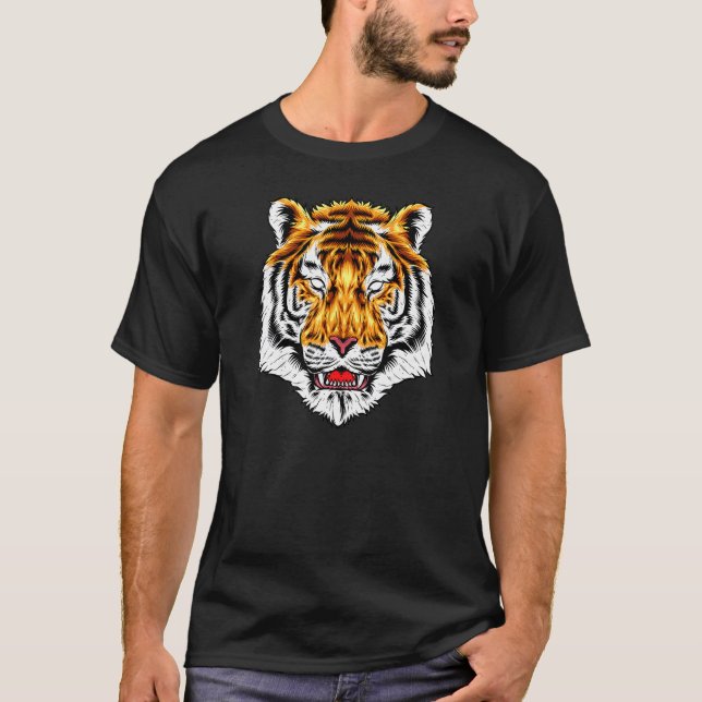 Growling Mouth Funny Bengal Tiger Manar Womens Kid T Shirt (Framsida)