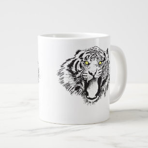 Growling Tiger i Black med Gult Öga Jumbo Mugg