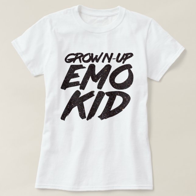 Grown-up emo unge black glitter t shirt (Design framsida)