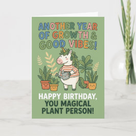 Growth Good Vibes Unicorn Plant Lover Birthday Kort