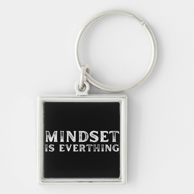 Growth Mindset Entrepreneur Teacher Fitness Motiva Fyrkantig Silverfärgad Nyckelring (Framsidan)