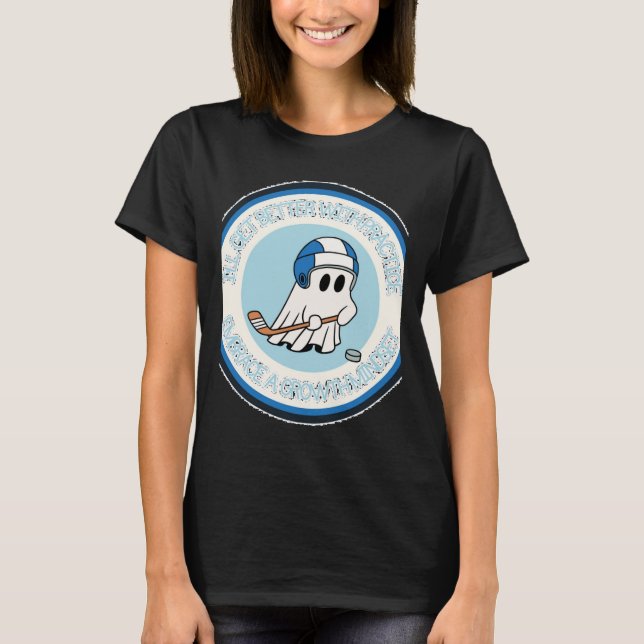 Growth Mindset Ghost Spela Hockey Sticker T Shirt (Framsida)