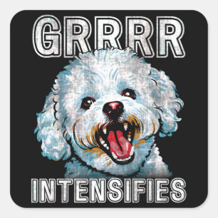 Grrr Intensify Funny Bichon Frise Hund Meme Fyrkantigt Klistermärke