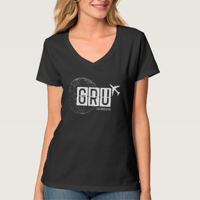 GRU Sao Paulo Airport Code Travel T Shirt (Framsida)