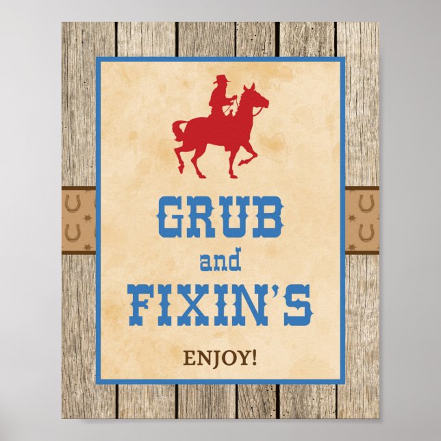 Grub & Fixins Westerna Party-skylt Poster (Framsidan)
