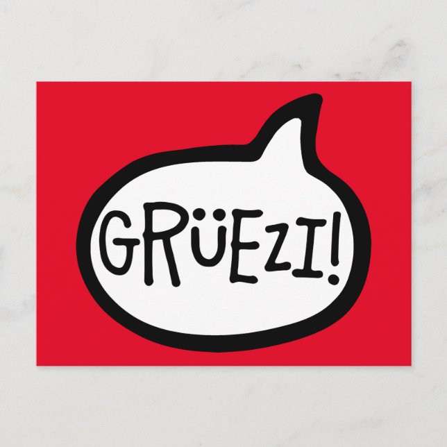 Grüezi! Hej på schweiziska tyska Schwiizerdütsch Vykort (Framsida)