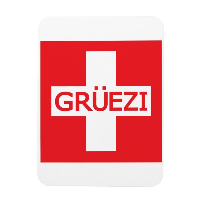 Gruezi Schweiz Flagga Magnet (Vertikal)
