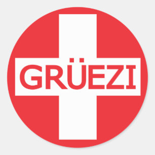 Gruezi Schweiz Flagga Runt Klistermärke