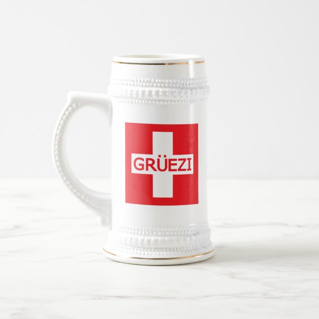 Gruezi Schweiz Flagga Sejdel (Vänster)