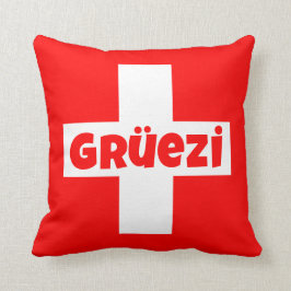 Gruezi Schweiz Flagga Världens Sötaste Hej Kudde