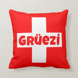 Gruezi Schweiz Flagga Världens Sötaste Hej Kudde