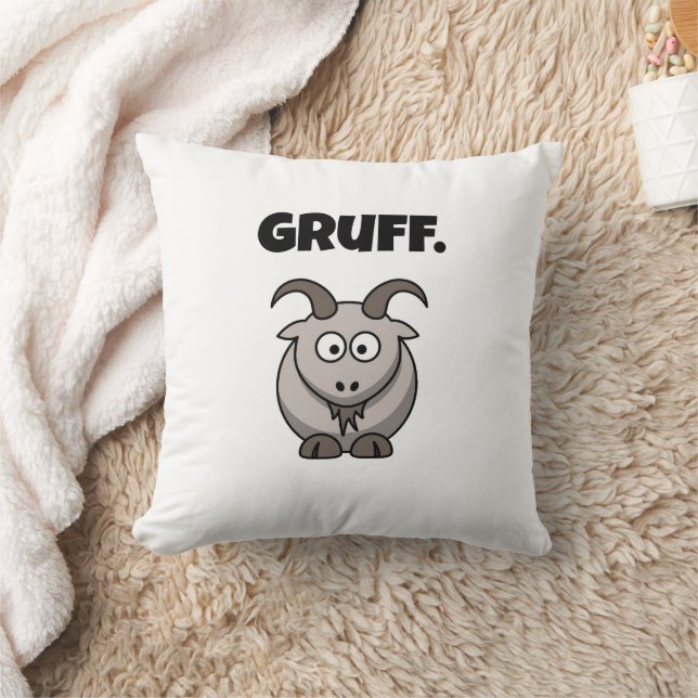 Gruff Grått Goat Funny Fairy Tale Tecknad Kudde (Filt)