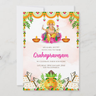 Gruhapravesam inbjudan till indisk housewarming-fe