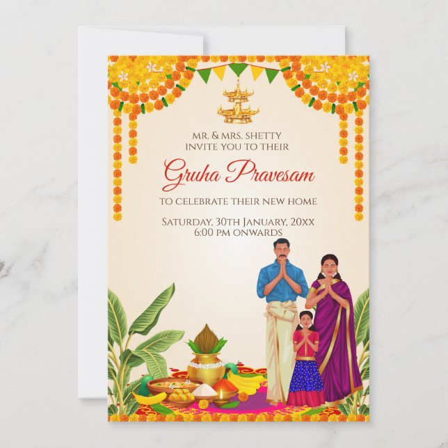 Gruhapravesh inbjudan & Gruhapravesam inbjudan (Framsida)