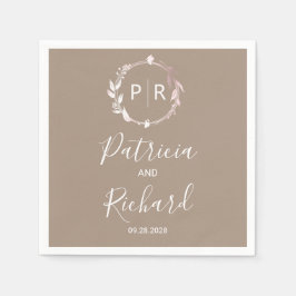 Grullo faux foil Monogram Bröllop Napkins Pappersservett
