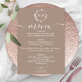 Grullo Monogram Photo Bröllop Menu Card Inbjudningar