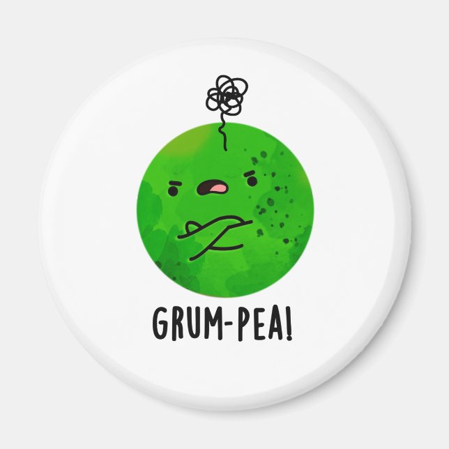 Grum-pea Funny Grumpy Pea Veggie Pun Magnet (Framsidan)
