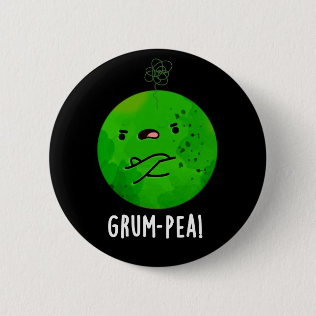 Grum-pea Funny Veggie Pun Mörk BG Knapp (Framsida)