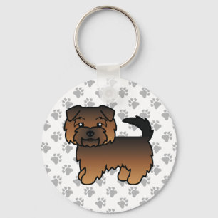 Grumla Norfolk Terrier Tecknad Hund & Tassar Nyckelring