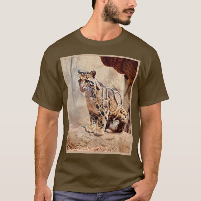 grumlig leopard bild natur t shirt (Framsida)