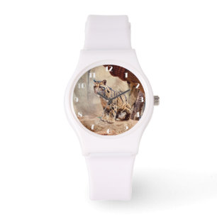 grumlig leopard bild natur vilda djur exotisk armbandsur