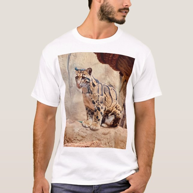 grumlig leopard bild natur vilda djur exotisk t shirt (Framsida)