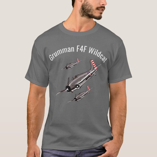 Grumman F4F Wildcat T=Shirt T Shirt (Framsida)