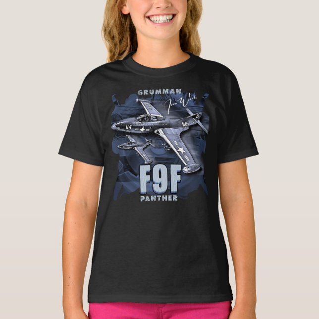 Grumman F9F Panther Carrier-based Jet Fighter T Shirt (Framsida)