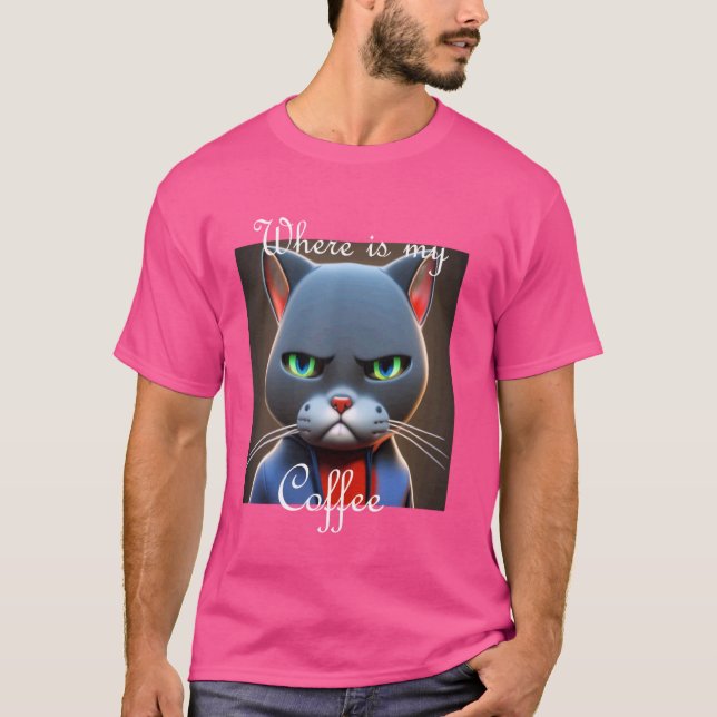 Grummelige Katze - Wo ist mein Kaffee [German Lang T Shirt (Framsida)