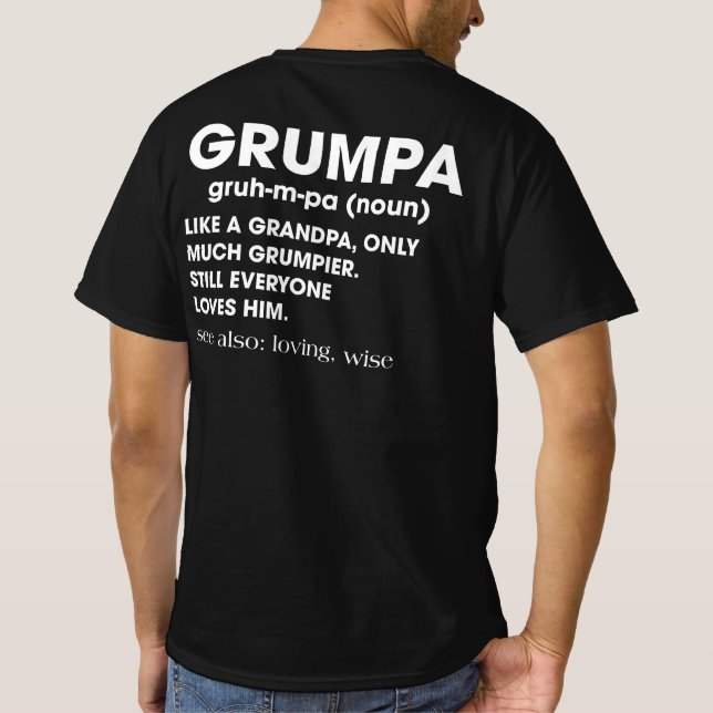 Grumpa Definition Grandpa-julgåva T Shirt (Baksida)