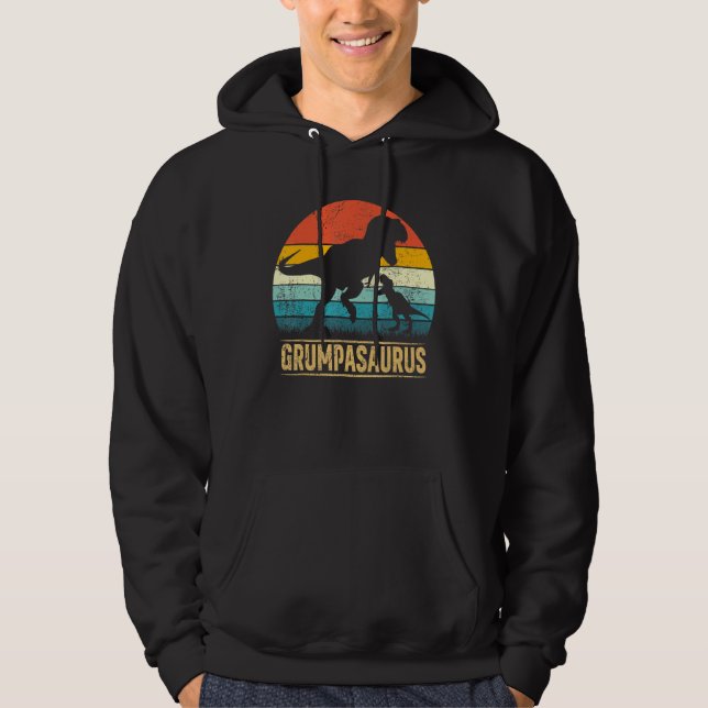 Grumpa Saurus t Rex Dinosaur Grumpasaurus Far' Hoodie (Framsida)