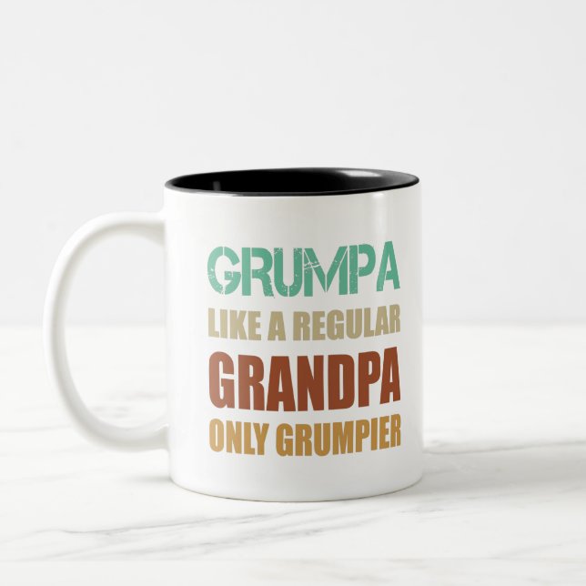 Grumpa som en vanlig farfar fast grinig far Två-Tonad mugg (Vänster)