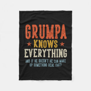 Grumpa vet allt fars dag retro vintage fleecefilt